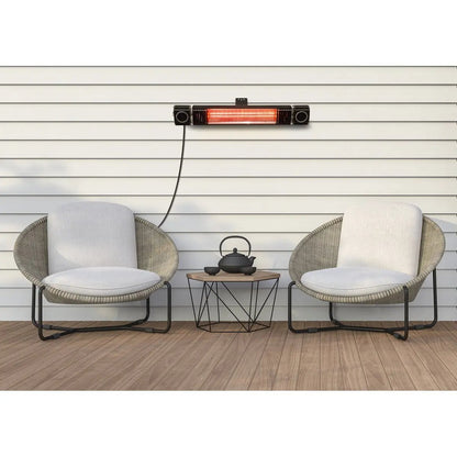 Dellonda DG125 Infrared Outdoor 2000W Patio Heater with Speakers for Music Black Dellonda