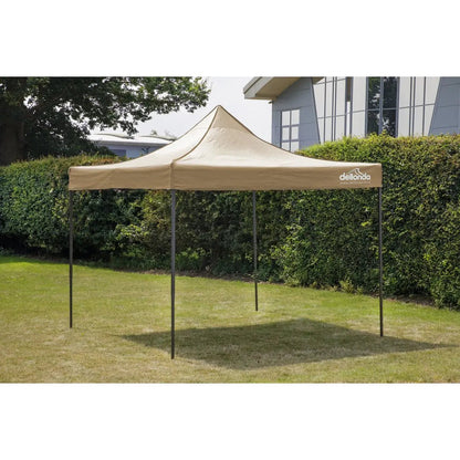 Dellonda DG126 Premium 2x2m Pop-Up Gazebo Heavy Duty PVC Coated Water Resistant Fabric Beige Dellonda