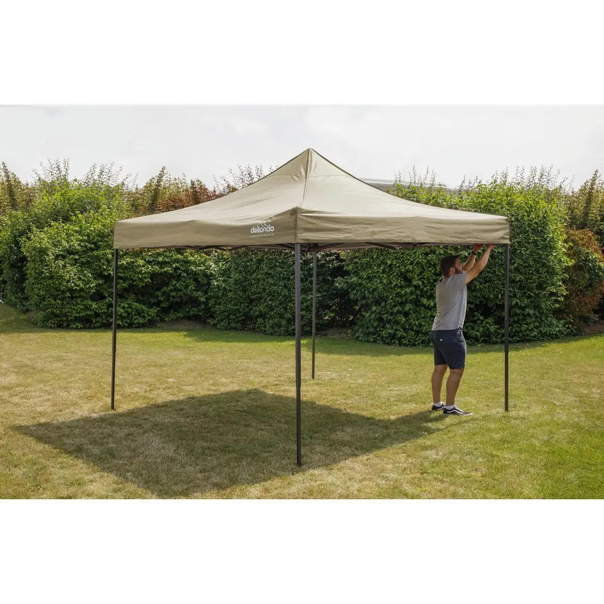 Dellonda DG126 Premium 2x2m Pop-Up Gazebo Heavy Duty PVC Coated Water Resistant Fabric Beige Dellonda