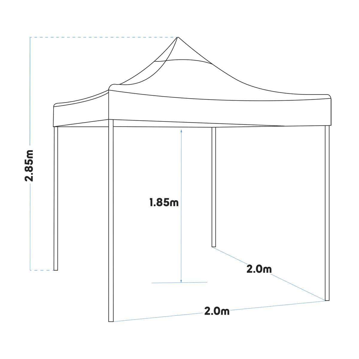 Dellonda DG127 Premium 2x2m Pop-Up Gazebo Heavy Duty PVC Coated Water Resistant Fabric Blue Dellonda