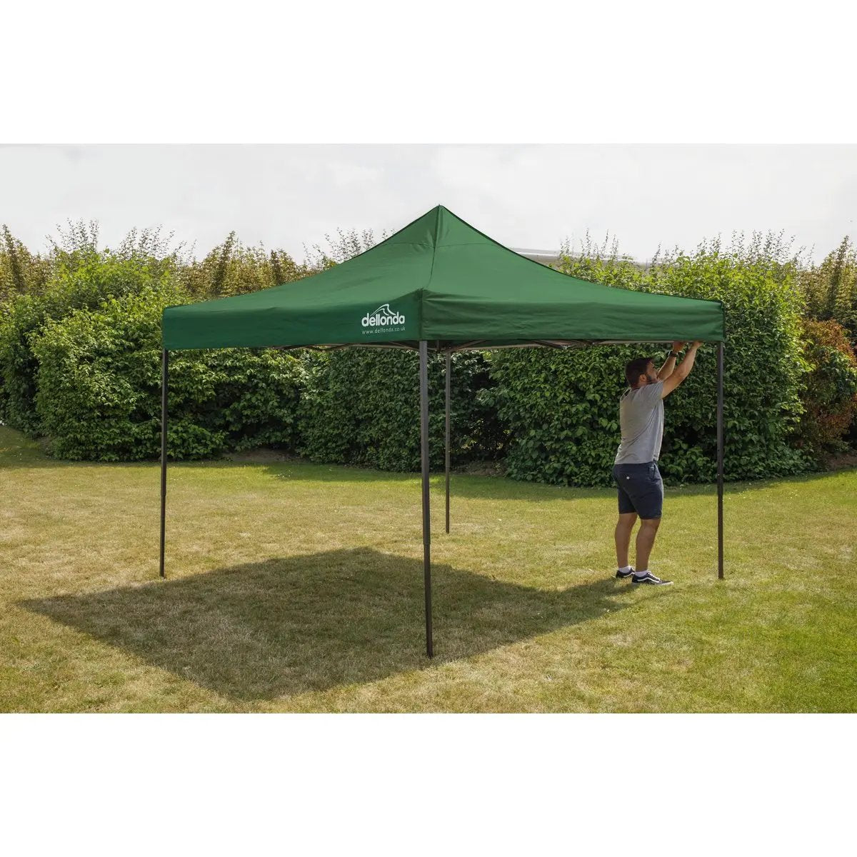 Dellonda DG128 Premium 2x2m Pop-Up Gazebo Heavy Duty PVC Coated Water Resistant Fabric Dark Green Dellonda