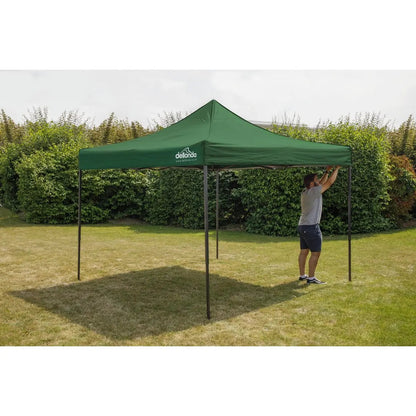 Dellonda DG128 Premium 2x2m Pop-Up Gazebo Heavy Duty PVC Coated Water Resistant Fabric Dark Green Dellonda