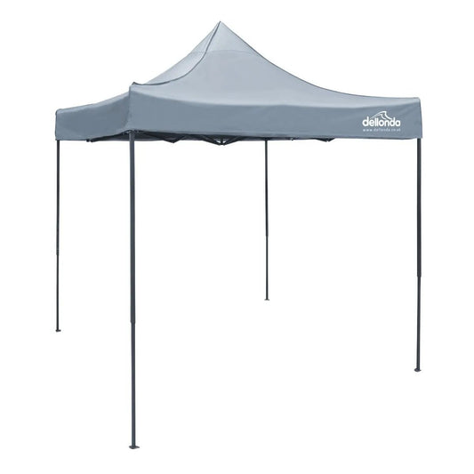 Dellonda DG129 Premium 2x2m Pop-Up Gazebo Heavy Duty PVC Coated Water Resistant Fabric Grey Dellonda