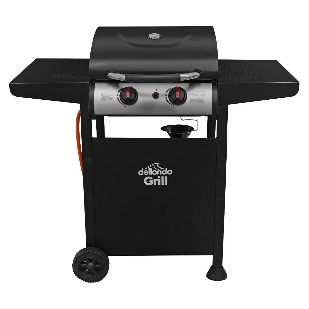 Dellonda DG13 2 Burner Gas BBQ Grill with Ignition & Thermometer - Black/Stainless Steel Dellonda