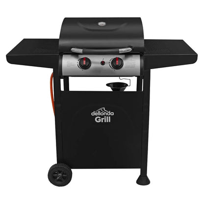 Dellonda DG13 2 Burner Gas BBQ Grill with Ignition & Thermometer - Black/Stainless Steel Dellonda