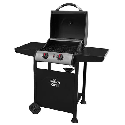 Dellonda DG13 2 Burner Gas BBQ Grill with Ignition & Thermometer - Black/Stainless Steel Dellonda