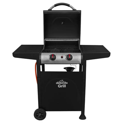 Dellonda DG13 2 Burner Gas BBQ Grill with Ignition & Thermometer - Black/Stainless Steel Dellonda