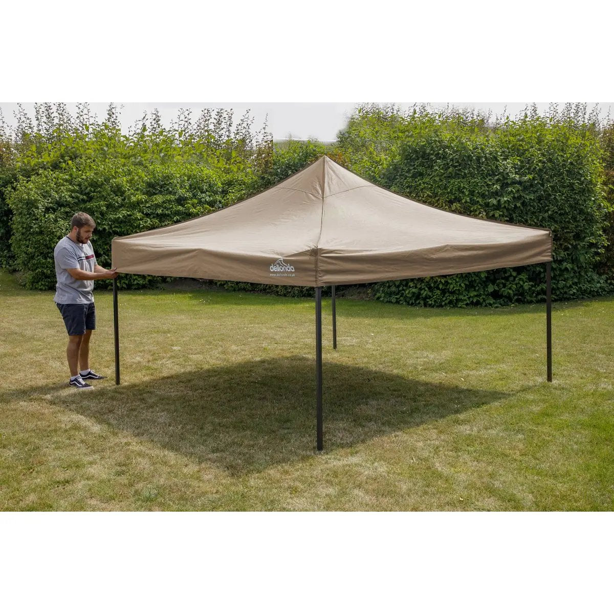 Dellonda DG130 Premium 3 x 3m Pop-Up Gazebo PVC Coated Water Resistant Fabric Beige Dellonda