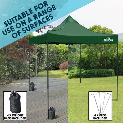 Dellonda DG132 Premium 3 x 3m Pop-Up Gazebo PVC Coated Water Resistant Fabric Dark Green Dellonda