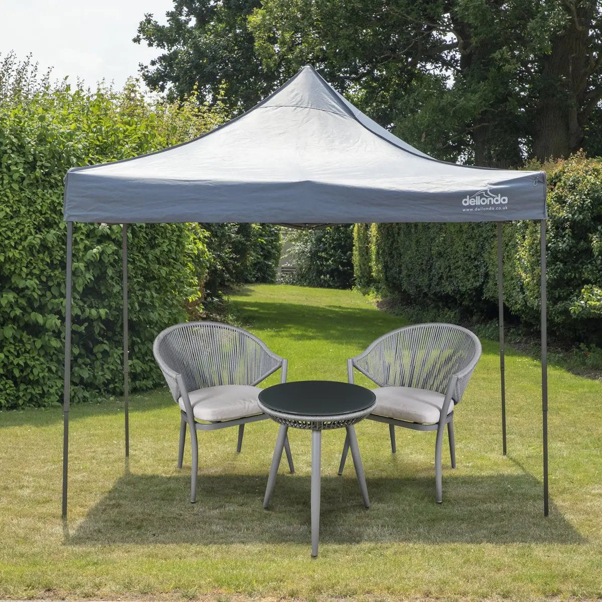 Dellonda DG133 Premium 3 x 3m Pop-Up Gazebo PVC Coated Water Resistant Fabric Grey Dellonda