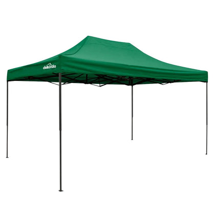Dellonda DG136 Premium 3 x 4.5m Pop-Up Gazebo Heavy Duty PVC Coated Water Resistant Fabric Dark Green Dellonda