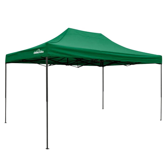 Dellonda DG136 Premium 3 x 4.5m Pop-Up Gazebo Heavy Duty PVC Coated Water Resistant Fabric Dark Green Dellonda
