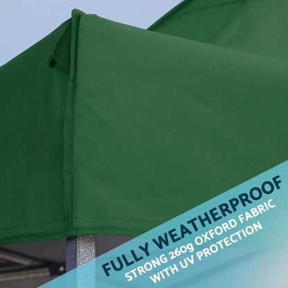 Dellonda DG136 Premium 3 x 4.5m Pop-Up Gazebo Heavy Duty PVC Coated Water Resistant Fabric Dark Green Dellonda
