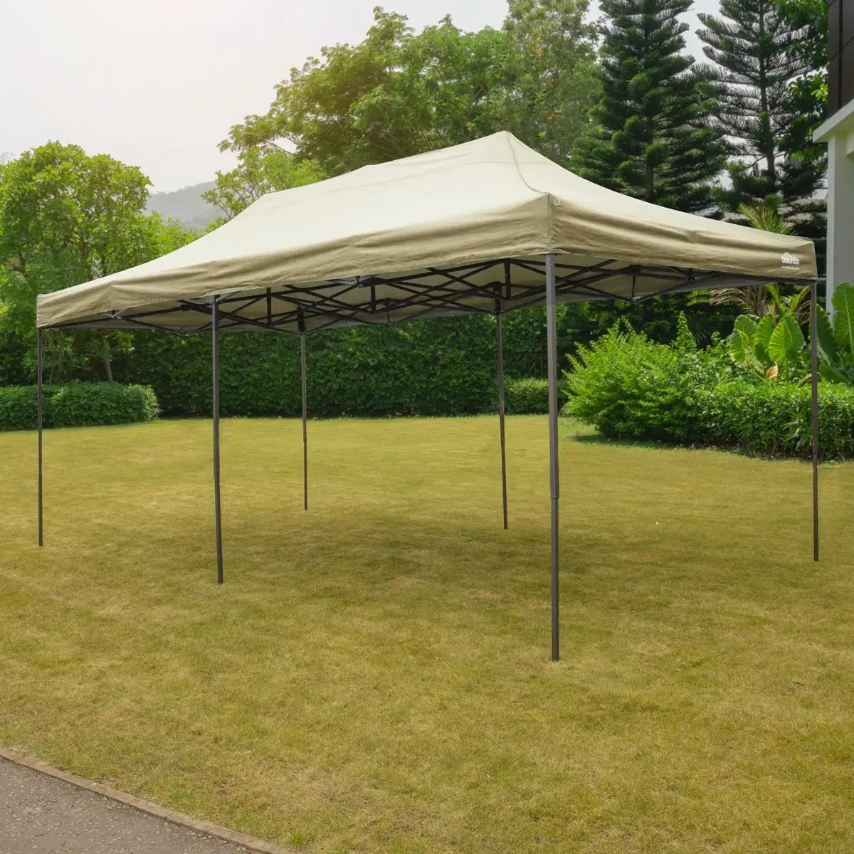 Dellonda DG138 Premium 3x6m Pop-Up Gazebo Heavy Duty PVC Coated Water Resistant Fabric Beige Dellonda