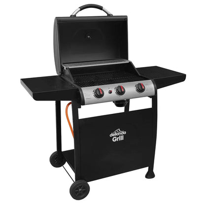Dellonda DG14 3 Burner Gas BBQ Grill Ignition Thermometer Black/Stainless Steel Dellonda
