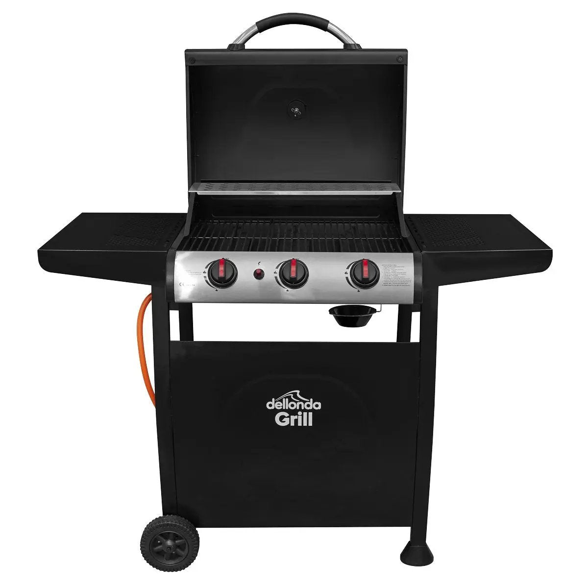 Dellonda DG14 3 Burner Gas BBQ Grill Ignition Thermometer Black/Stainless Steel Dellonda