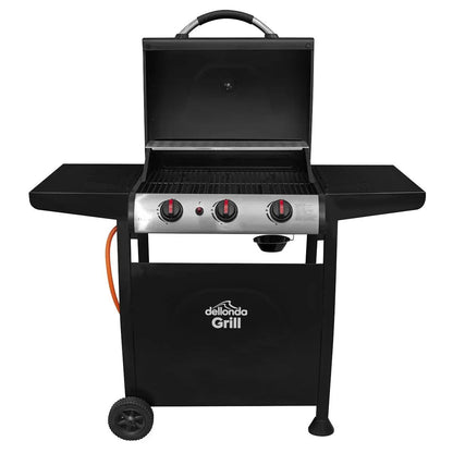 Dellonda DG14 3 Burner Gas BBQ Grill Ignition Thermometer Black/Stainless Steel Dellonda