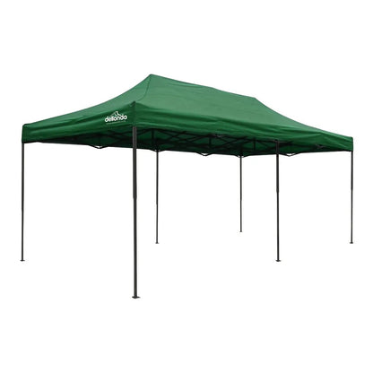 Dellonda DG140 Premium 3x6m Pop-Up Gazebo Heavy Duty PVC Coated Water Resistant Fabric Dark Green Dellonda
