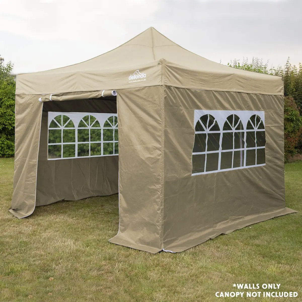 Dellonda DG142 Premium Side Walls/Doors/Windows for Gazebo/Marquee Fits 2 x 2m Models - Beige Dellonda