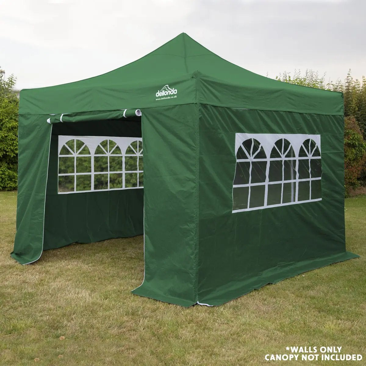 Dellonda DG144 Premium Side Walls/Doors/Windows for Gazebo/Marquee Fits 2 x 2m Models - Dark Green Dellonda