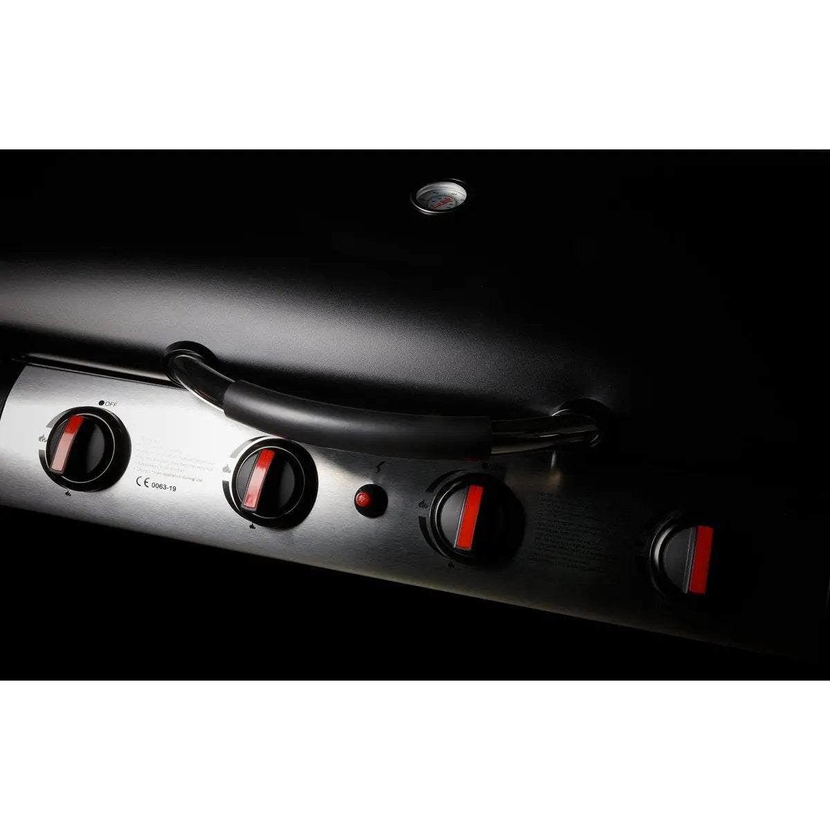 Dellonda DG15 4 Burner Gas BBQ Grill Ignition Thermometer Black/Stainless Steel Dellonda