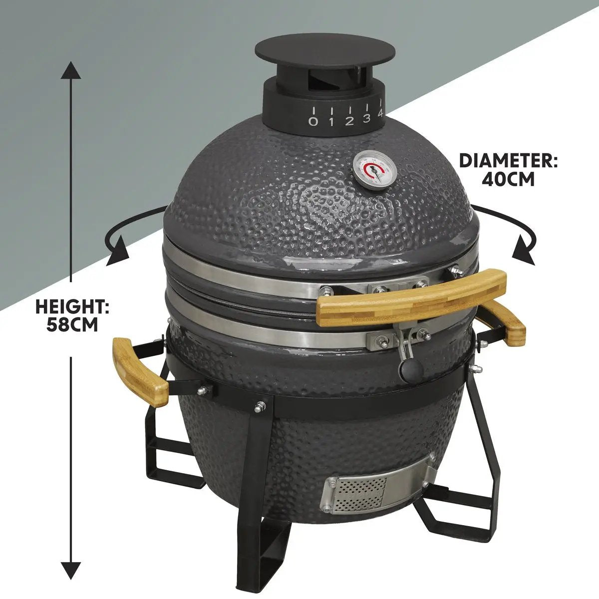 Dellonda DG158 Deluxe 16"(40cm) Ceramic Kamado Style BBQ Grill/Oven/Smoker Dellonda