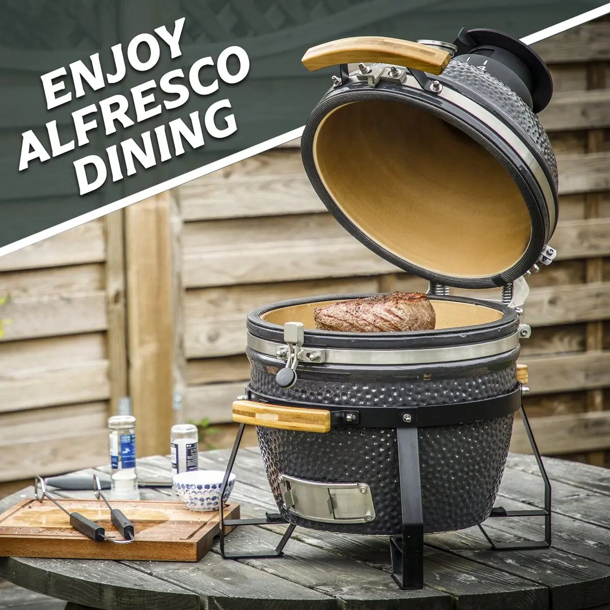 Dellonda DG158 Deluxe 16"(40cm) Ceramic Kamado Style BBQ Grill/Oven/Smoker Dellonda