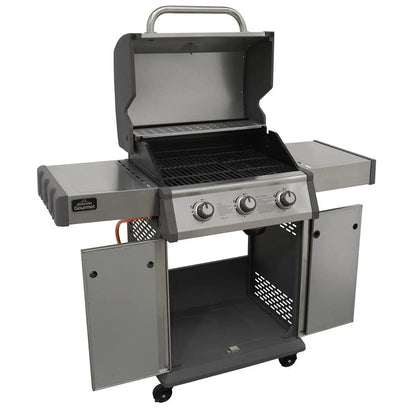 Dellonda DG16 3 Burner Deluxe Gas BBQ Grill with Piezo Ignition & Wheels - Stainless Steel Dellonda