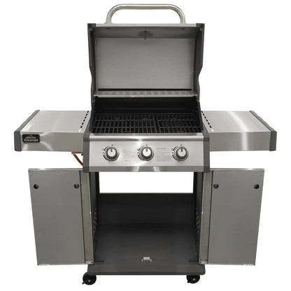 Dellonda DG16 3 Burner Deluxe Gas BBQ Grill with Piezo Ignition & Wheels - Stainless Steel Dellonda