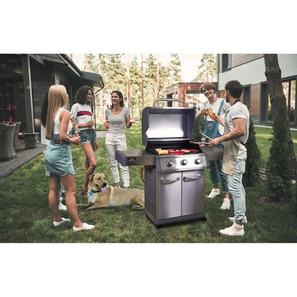 Dellonda DG16 3 Burner Deluxe Gas BBQ Grill with Piezo Ignition & Wheels - Stainless Steel Dellonda