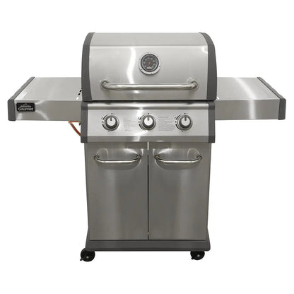 Dellonda DG16 3 Burner Deluxe Gas BBQ Grill with Piezo Ignition & Wheels - Stainless Steel Dellonda