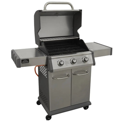 Dellonda DG16 3 Burner Deluxe Gas BBQ Grill with Piezo Ignition & Wheels - Stainless Steel Dellonda