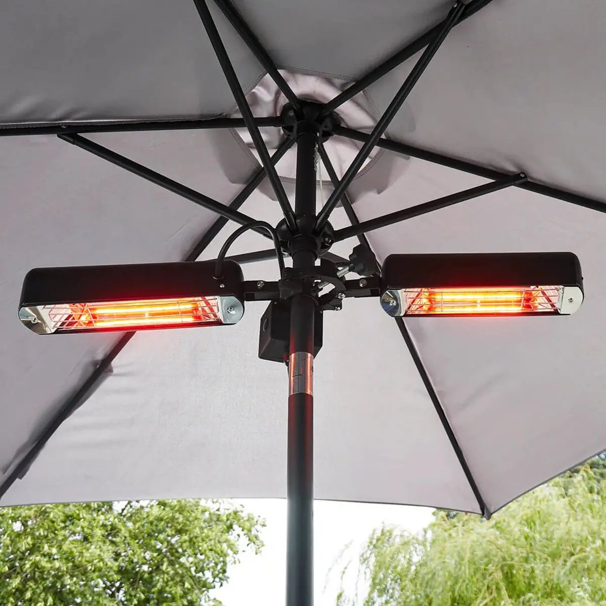 Dellonda DG176 Folding Parasol/Gazebo/Patio Outdoor Infrared Heater Two Panels Extra Long 5M Cable 1600W Dellonda