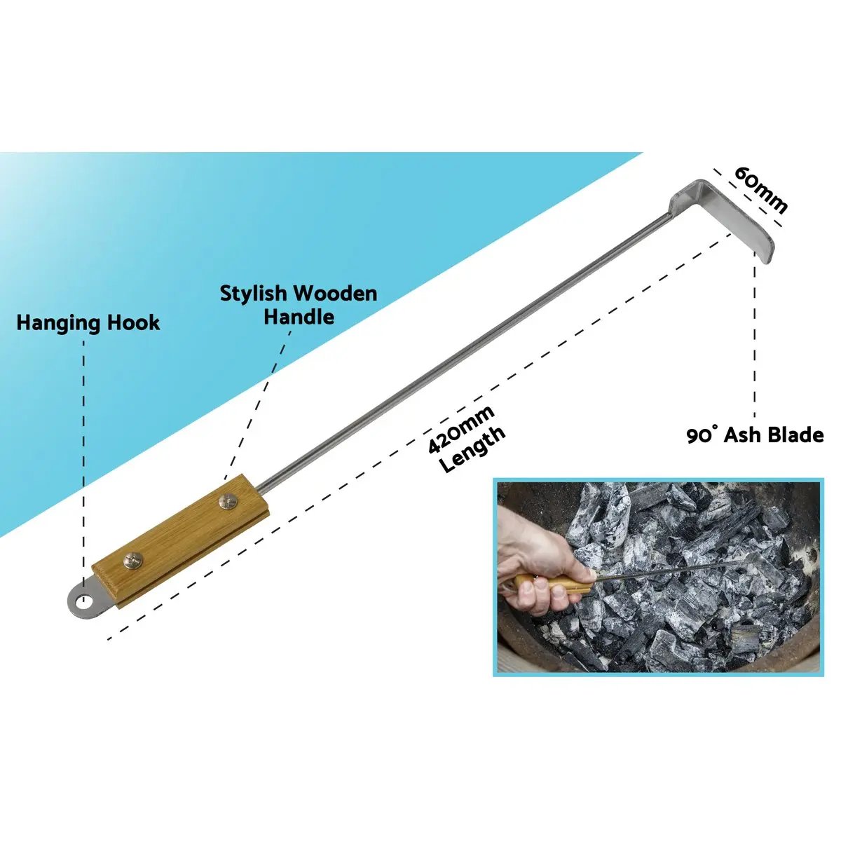 Dellonda DG180 Ash Scraper Tool for Kamado BBQ Dellonda