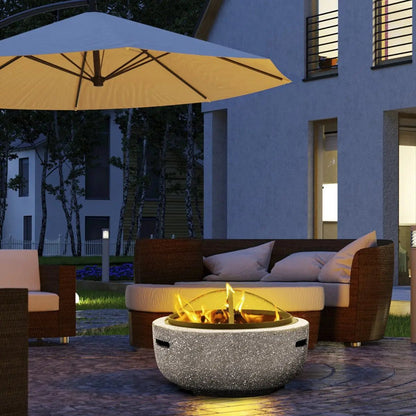 Dellonda DG188 Round MgO Fire Pit with BBQ Grill Ø60cm Safety Mesh Screen - Light Grey Dellonda