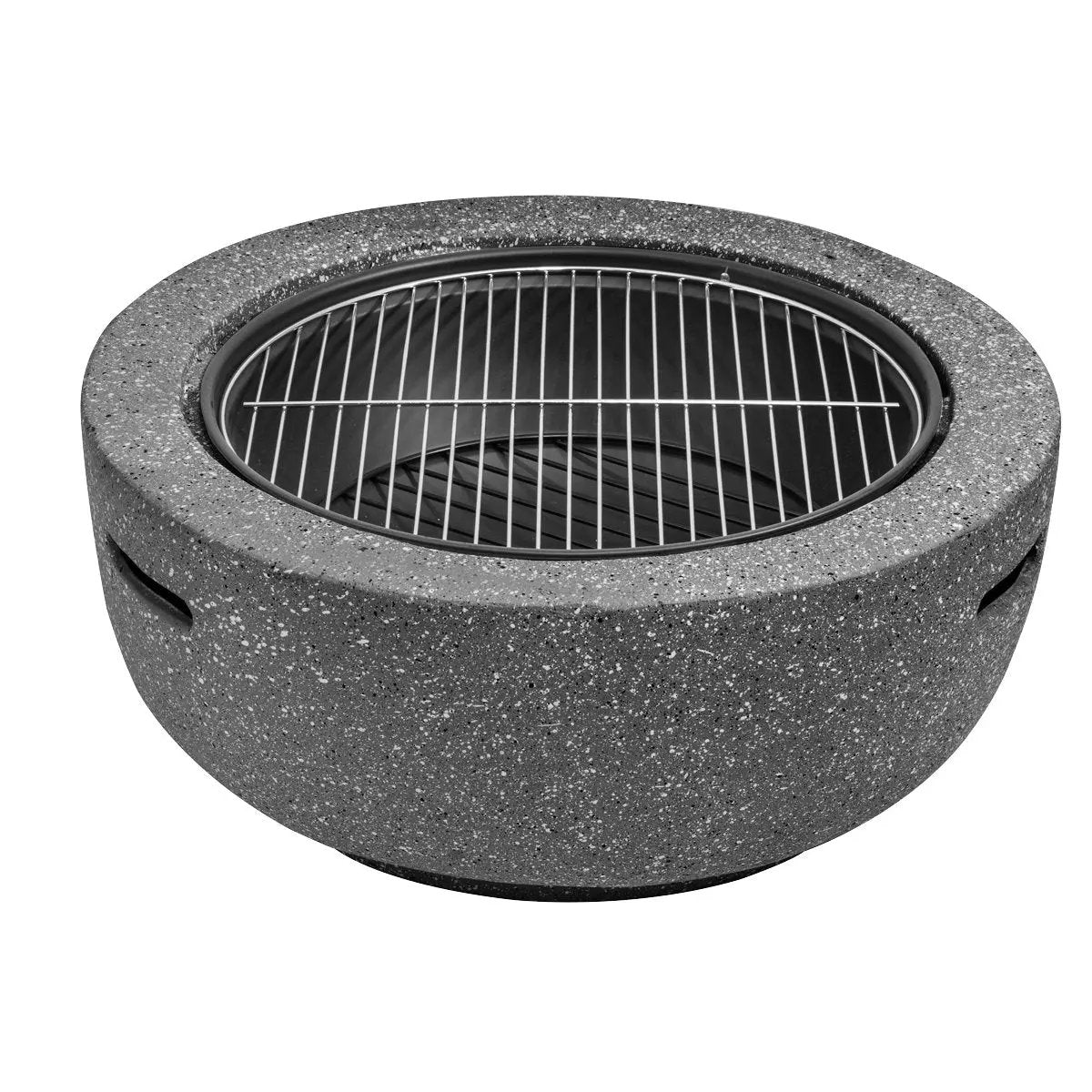 Dellonda DG189 Round MgO Fire Pit with BBQ Grill Ø60cm Safety Mesh Screen - Dark Grey Dellonda
