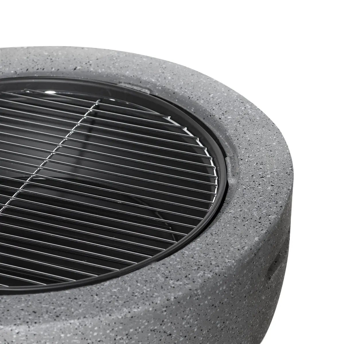 Dellonda DG189 Round MgO Fire Pit with BBQ Grill Ø60cm Safety Mesh Screen - Dark Grey Dellonda