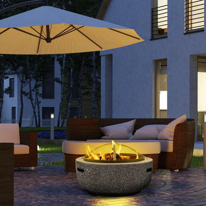 Dellonda DG189 Round MgO Fire Pit with BBQ Grill Ø60cm Safety Mesh Screen - Dark Grey Dellonda