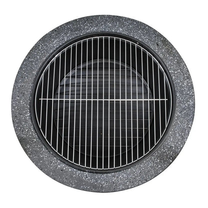 Dellonda DG189 Round MgO Fire Pit with BBQ Grill Ø60cm Safety Mesh Screen - Dark Grey Dellonda