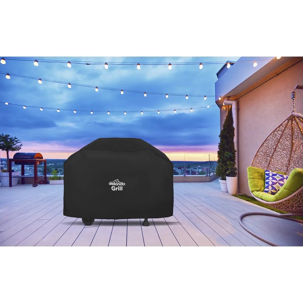 Dellonda DG19 Black PVC Cover for BBQs Water-Resistant 1325 x 1130mm Dellonda