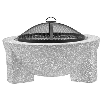 Dellonda DG190 Round MgO Fire Pit with BBQ Grill Ø75cm Safety Mesh Screen - Light Grey Dellonda