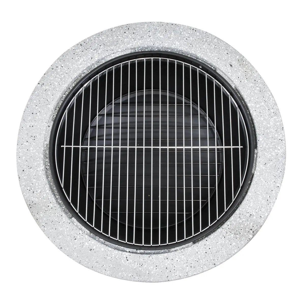 Dellonda DG190 Round MgO Fire Pit with BBQ Grill Ø75cm Safety Mesh Screen - Light Grey Dellonda