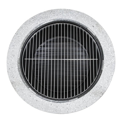 Dellonda DG190 Round MgO Fire Pit with BBQ Grill Ø75cm Safety Mesh Screen - Light Grey Dellonda