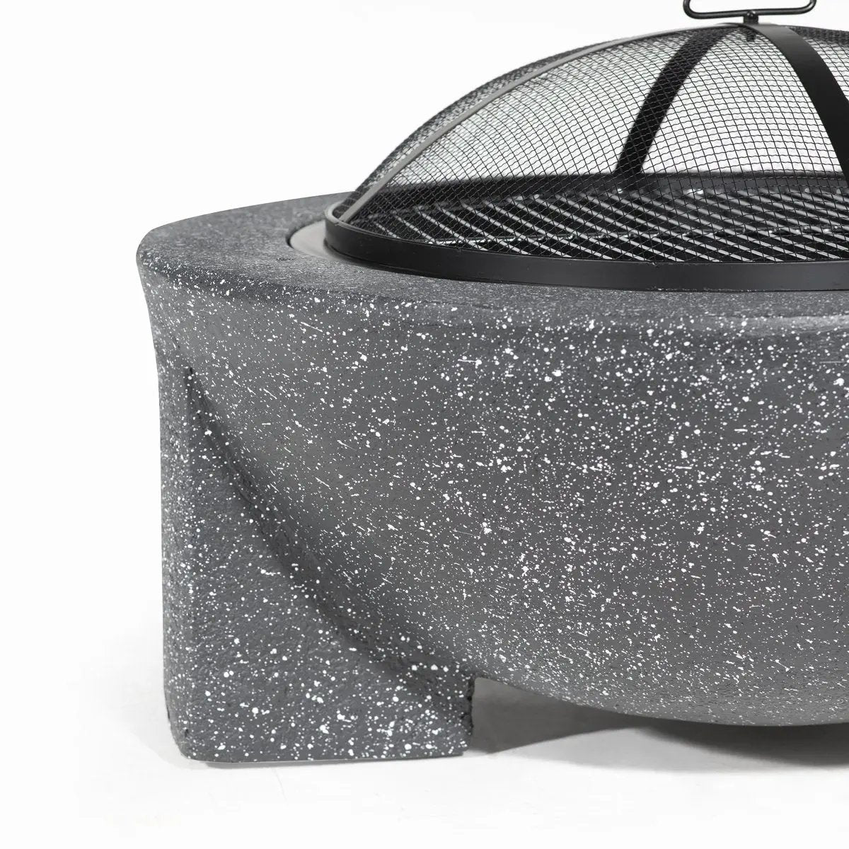 Dellonda DG191 Round MgO Fire Pit with BBQ Grill Ø75cm Safety Mesh Screen - Dark Grey Dellonda