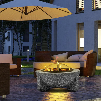 Dellonda DG191 Round MgO Fire Pit with BBQ Grill Ø75cm Safety Mesh Screen - Dark Grey Dellonda