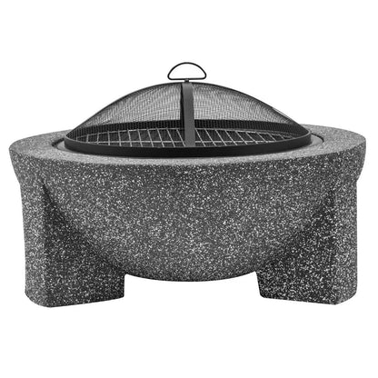 Dellonda DG191 Round MgO Fire Pit with BBQ Grill Ø75cm Safety Mesh Screen - Dark Grey Dellonda