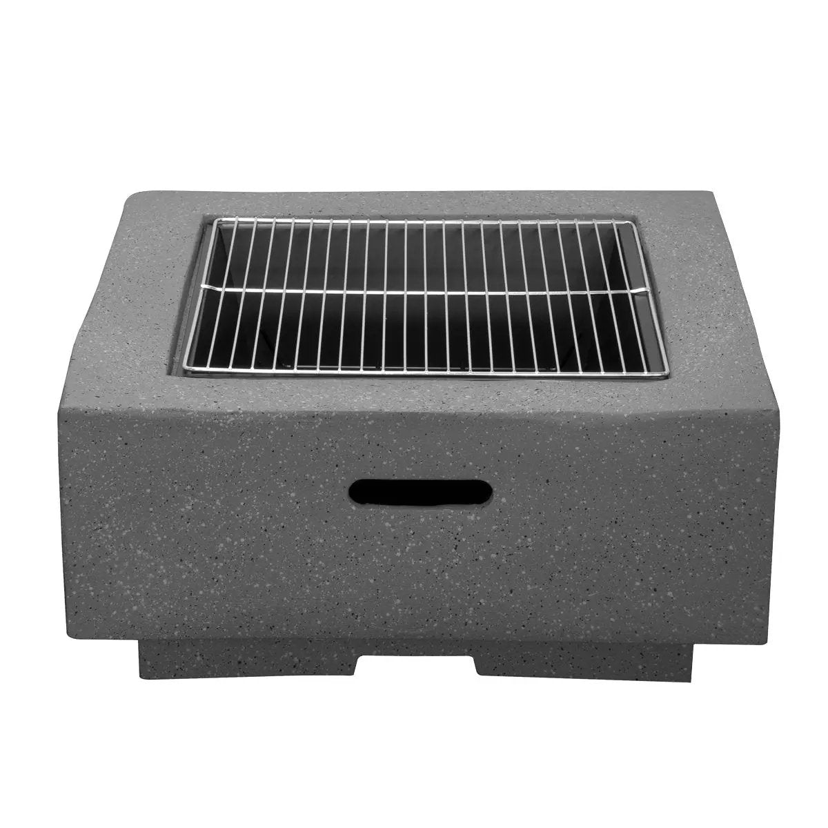 Dellonda DG193 Square MgO Fire Pit with BBQ Grill Safety Mesh Screen and Fire Poker Magnesium Oxide Suitable for Wood and Charcoal Dark Grey Dellonda