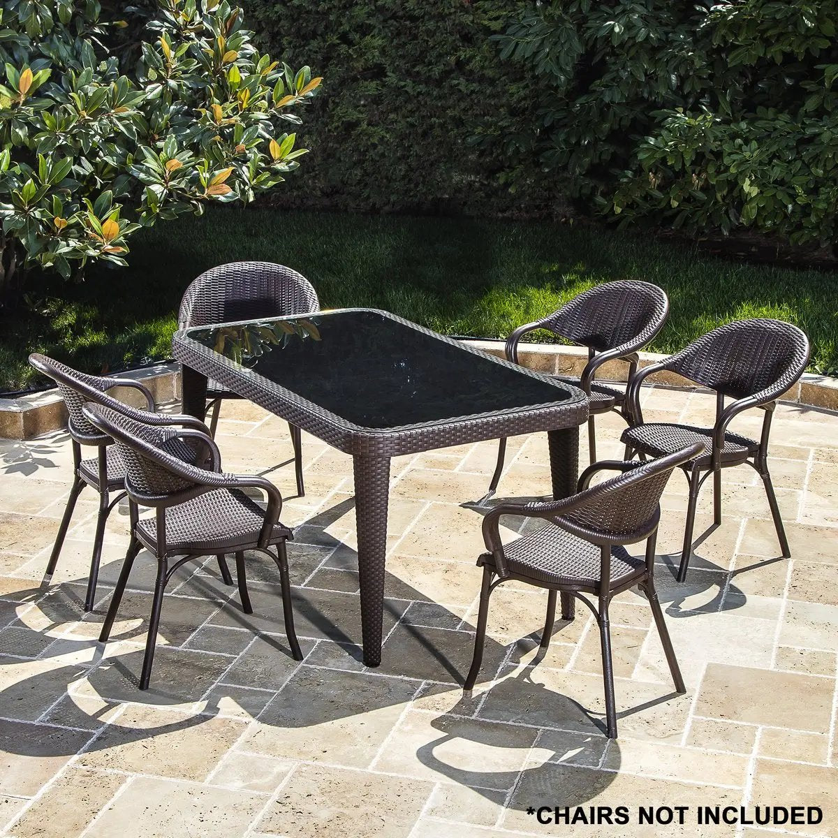 Dellonda DG206 Outdoor Dining Table Weather Resistant Glass Table 90x150cm Dellonda