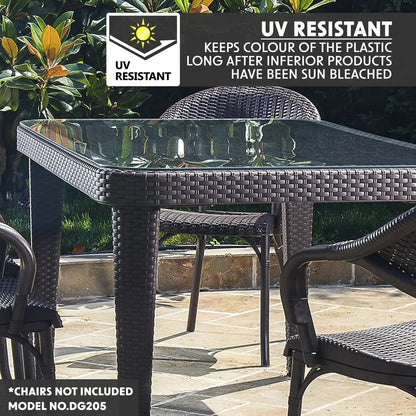 Dellonda DG206 Outdoor Dining Table Weather Resistant Glass Table 90x150cm Dellonda