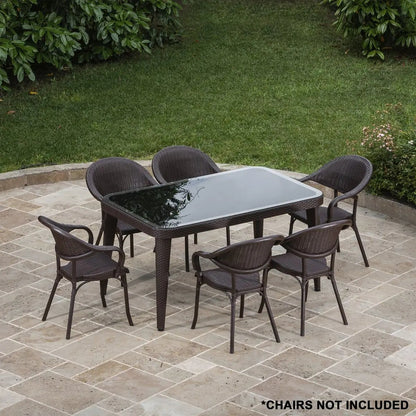Dellonda DG206 Outdoor Dining Table Weather Resistant Glass Table 90x150cm Dellonda